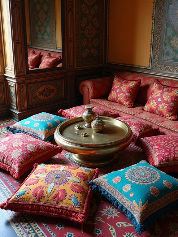 colorful floor cushions seating