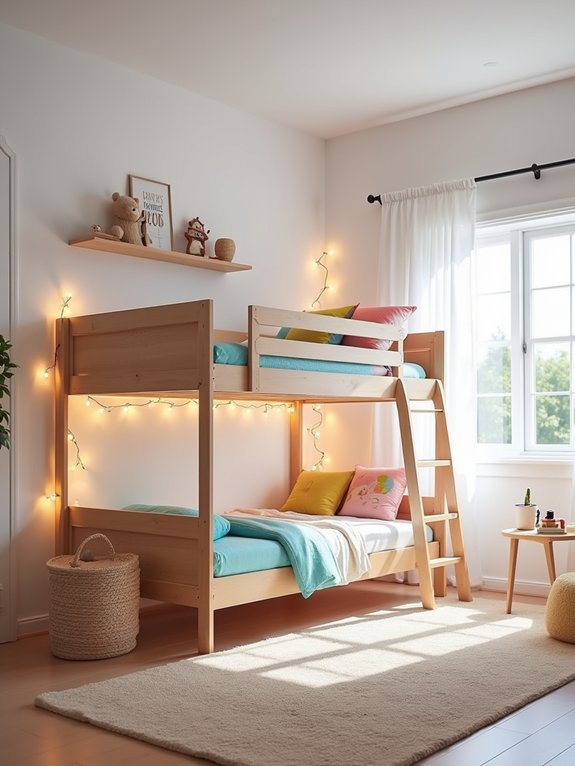 colorful l shaped bunk beds