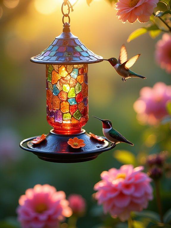 colorful mosaic bird feeder