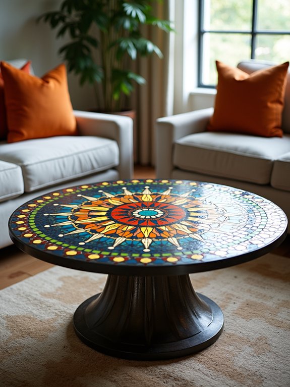 colorful mosaic coffee table