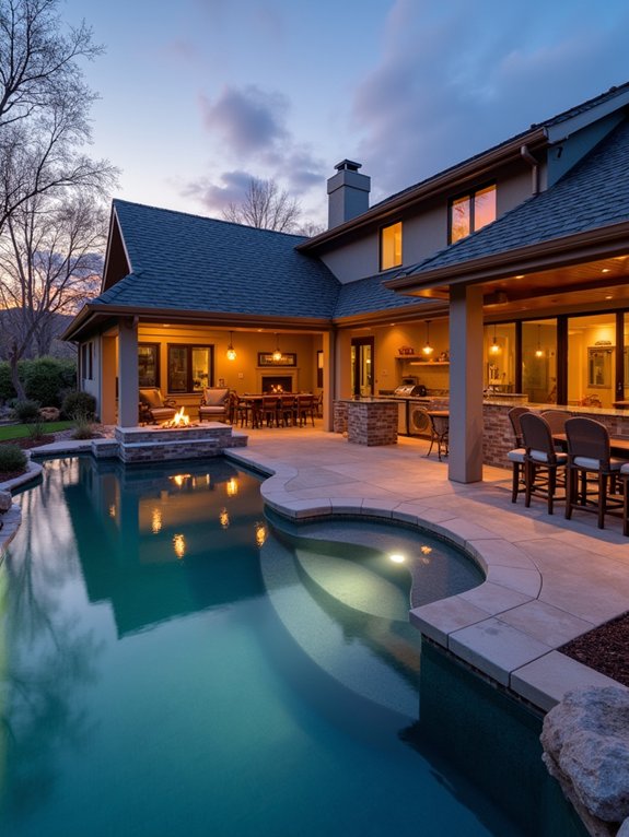 comfortable poolside gathering space