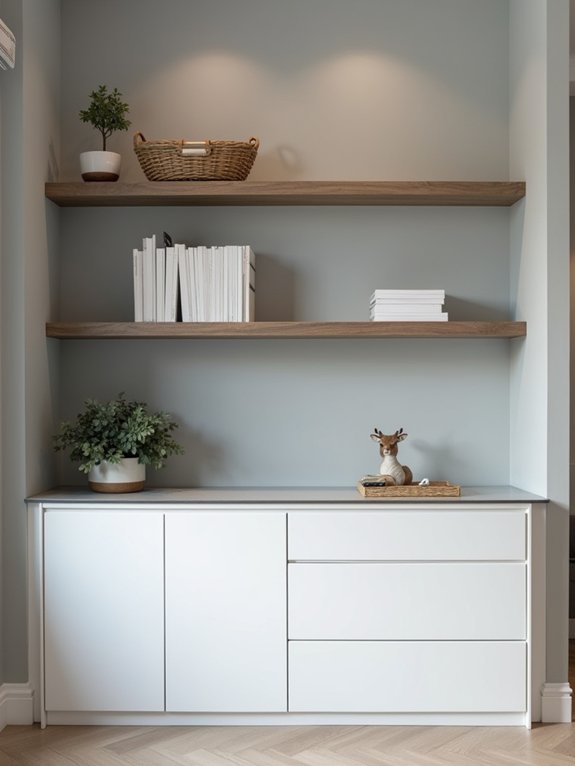 concealed storage floating shelves