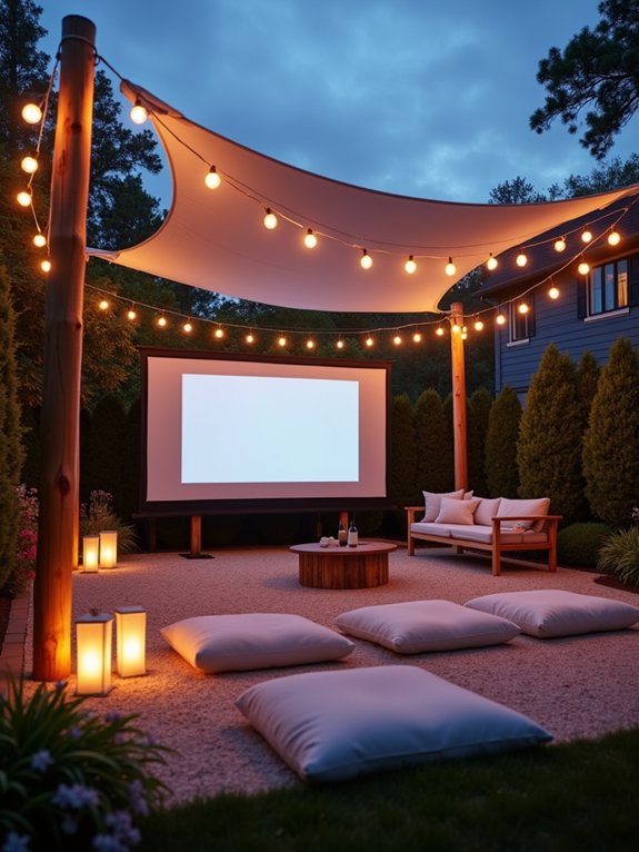 cozy backyard movie theater