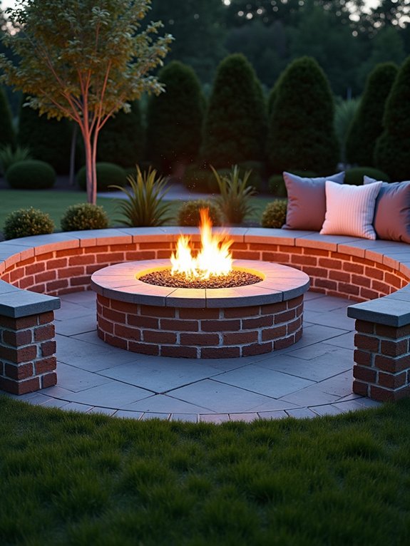 cozy brick fire pit
