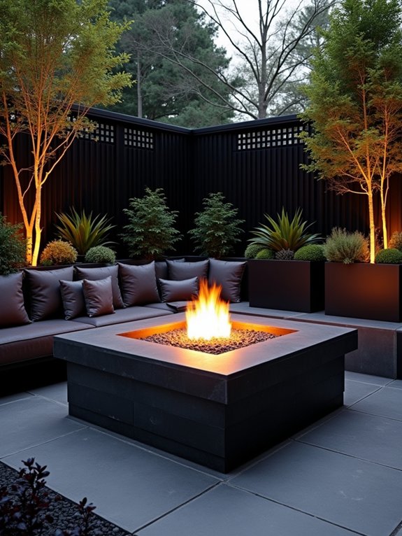 cozy dark themed fire pit