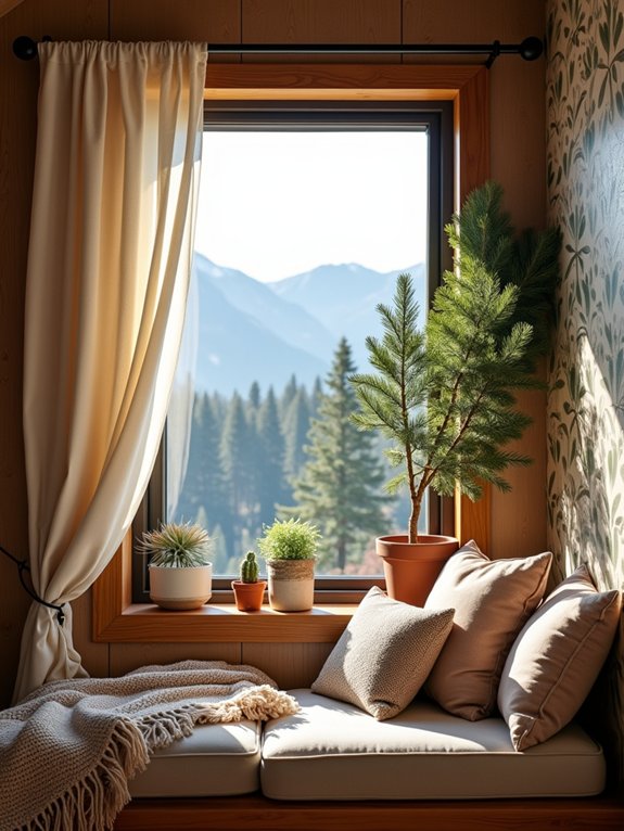 cozy nature inspired reading nook
