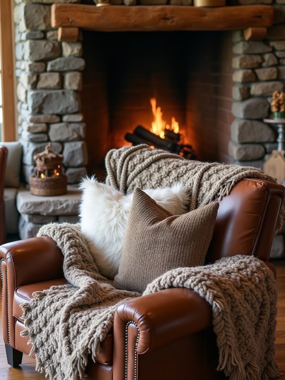 cozy textiles enhance cabin warmth