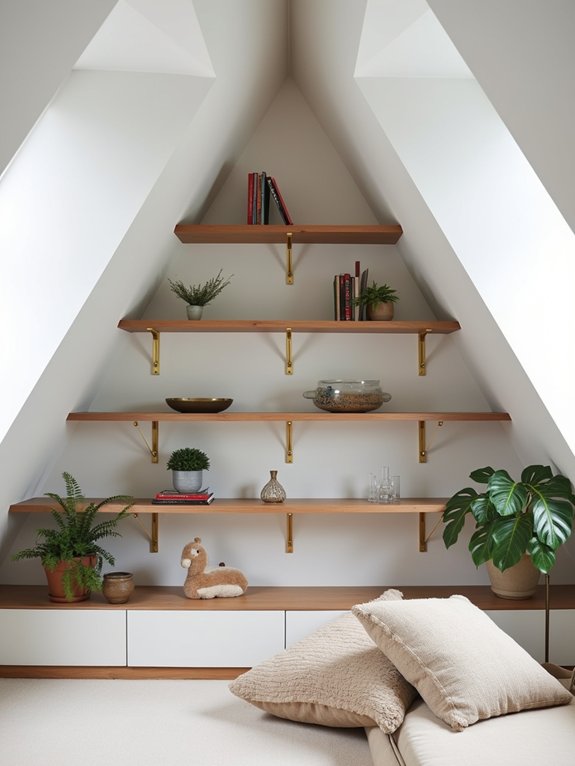 creative sloped wall storage