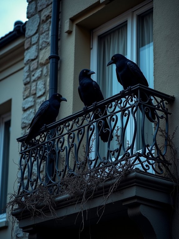 creepy crow balcony display