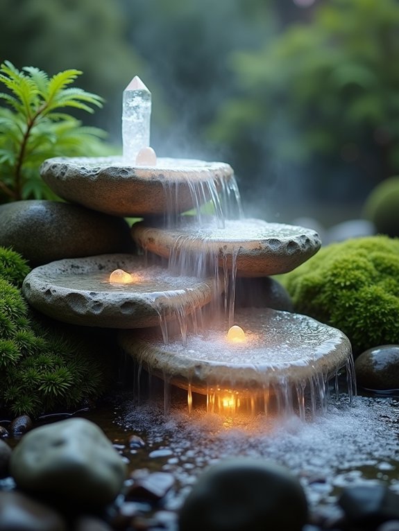 crystal enriched garden water features