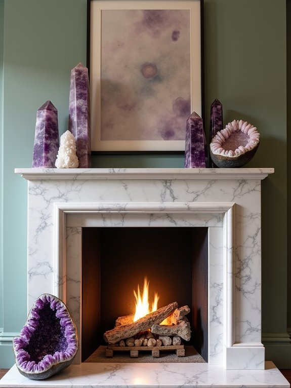 crystal fireplace mantel display