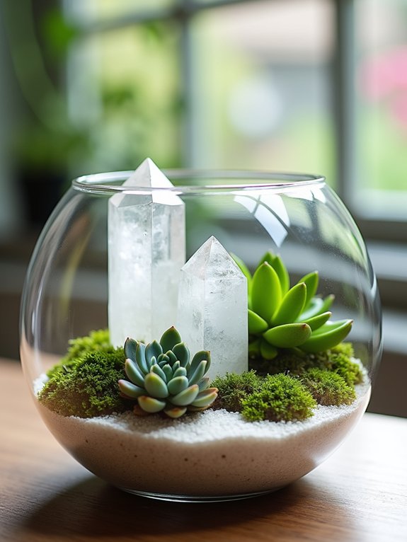 crystal infused miniature gardens