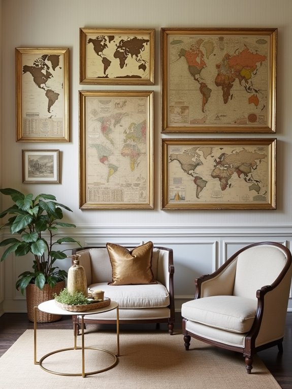 curated vintage map display