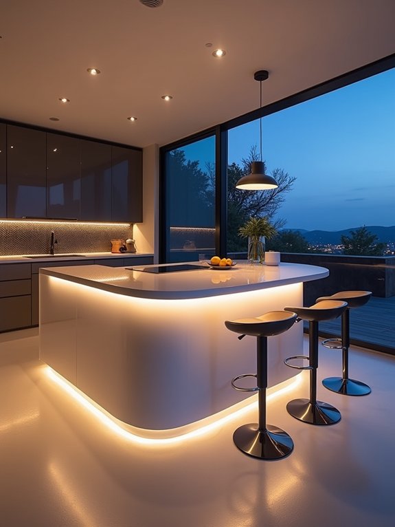 curved bar with led lighting