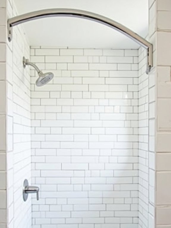 curved rod enhances shower space