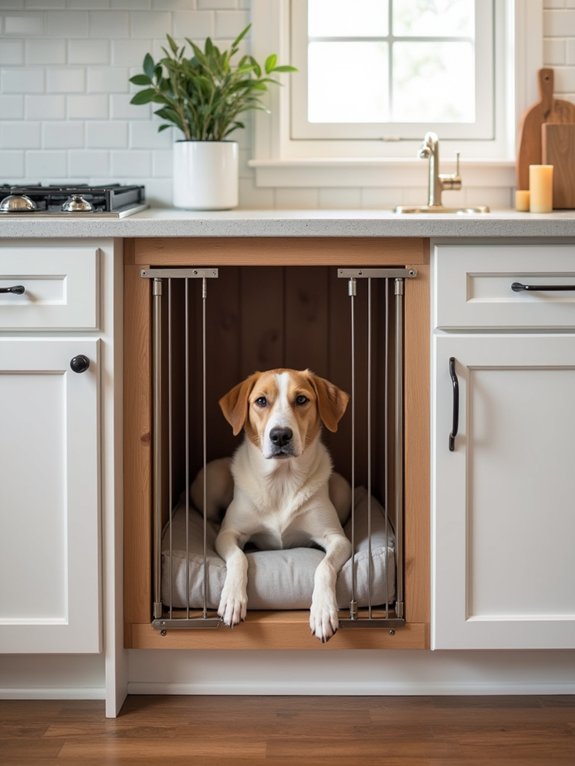 custom built in dog kennel
