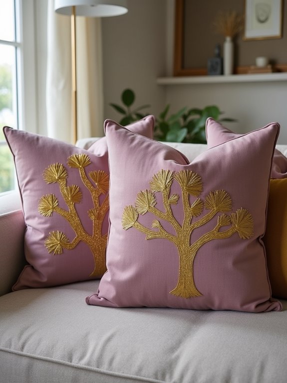 desert inspired embroidered accent pillows