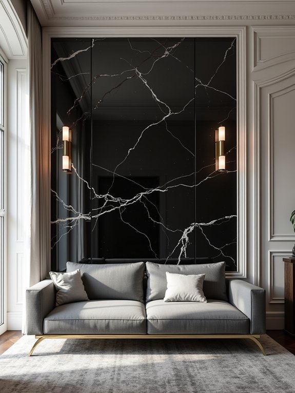 dramatic black marble wall