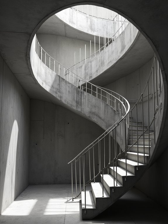 dramatic brutalist staircase design