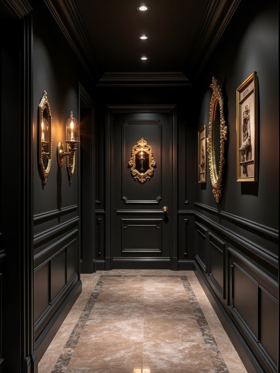 dramatic dark hallway elegance