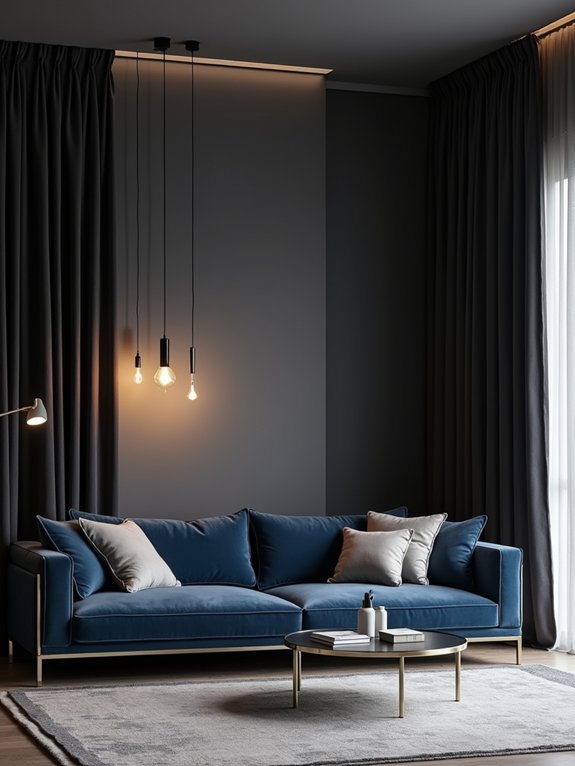 dramatic dark living room