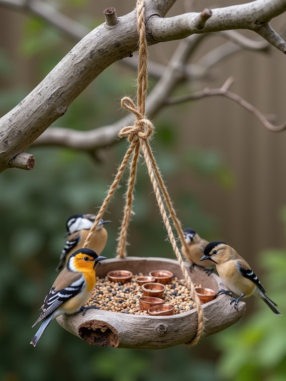 driftwood bird feeding station