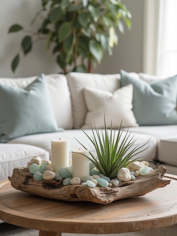 driftwood centerpiece with succulents