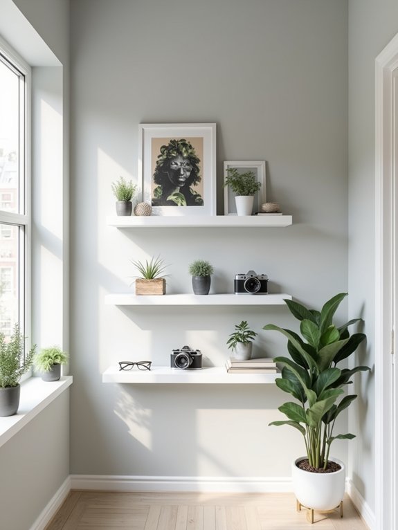 dynamic floating shelf displays