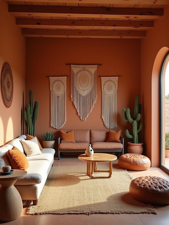 earth toned boho living room