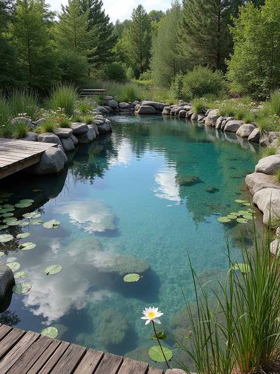 eco conscious swimming pond oasis
