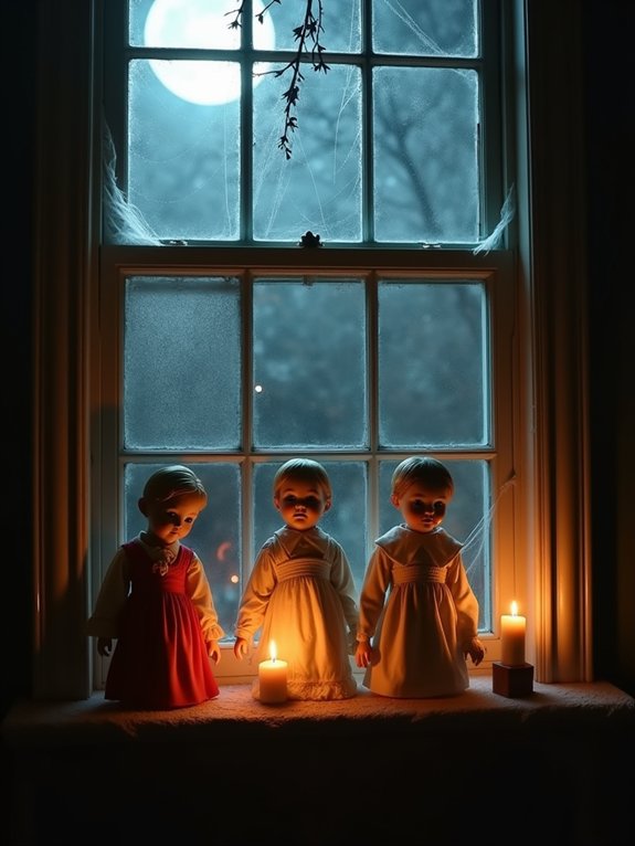 eerie vintage doll display
