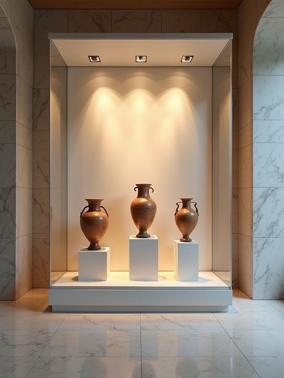 elegant antique pottery displays