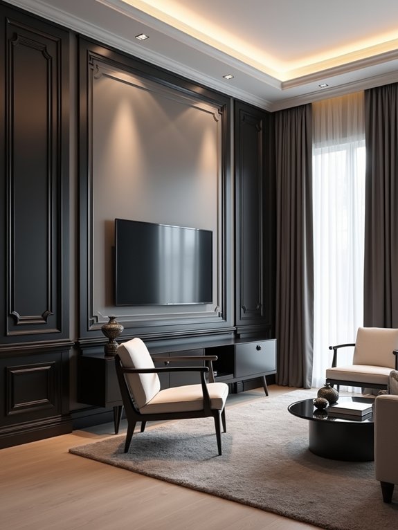 elegant black wainscoting design