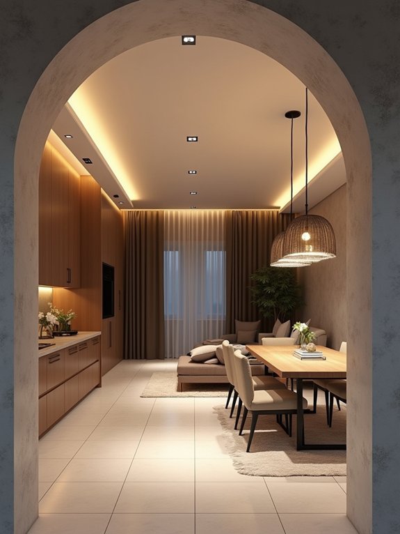 elegant curved archways enhance connectivity