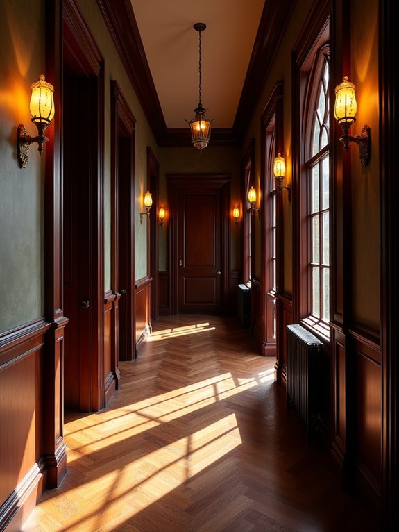elegant dark wood wainscoting