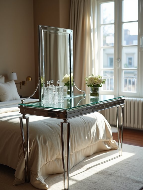 elegant glass chrome vanity