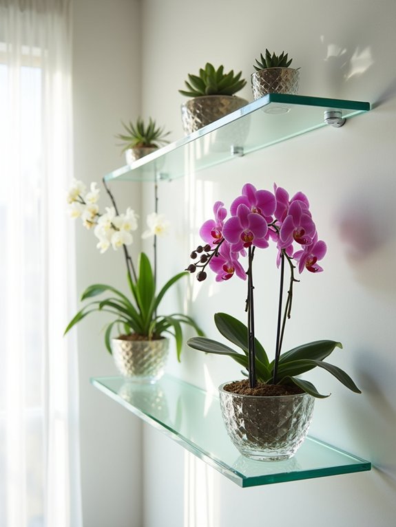 elegant glass display shelves
