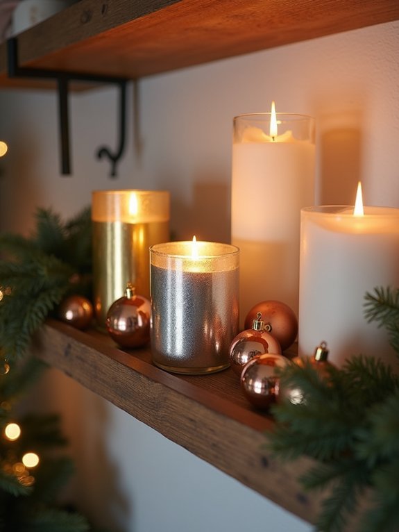 elegant metallic candle display