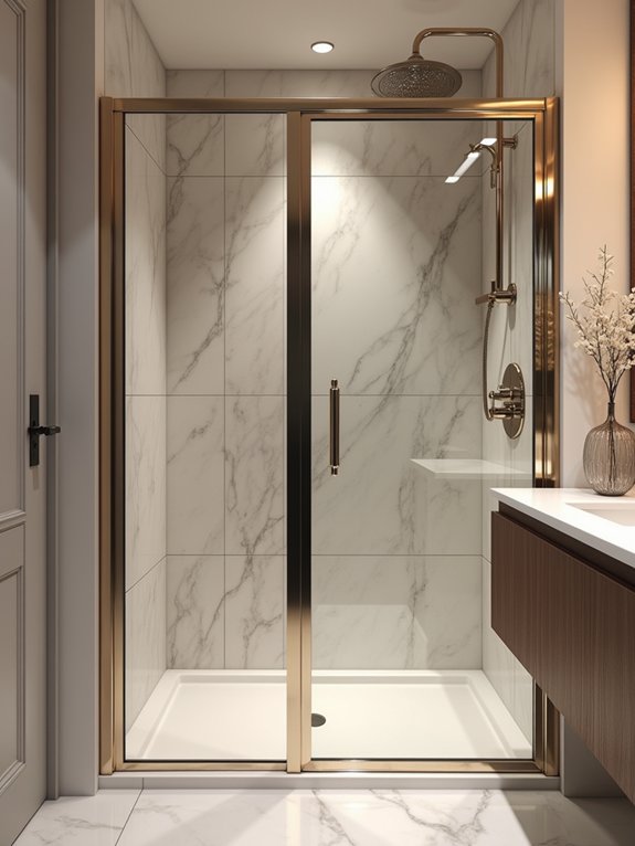 elegant metallic shower doors