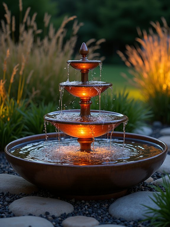 elegant multi tiered water feature
