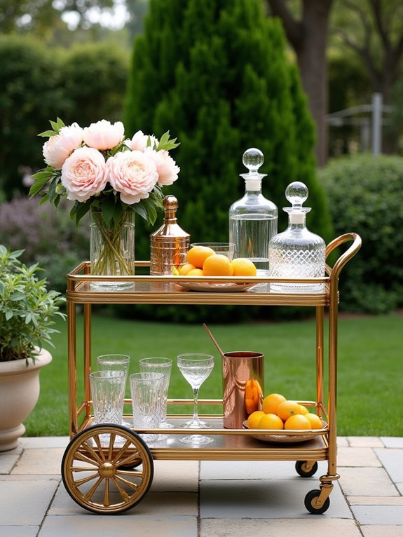 elegant outdoor bar cart