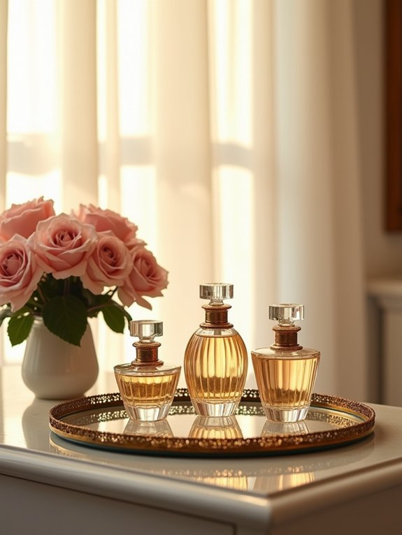 elegant perfume bottle display