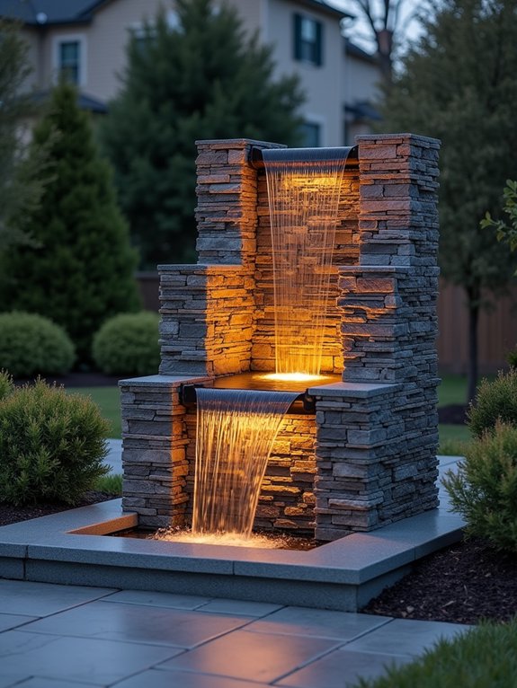 elegant stone water columns