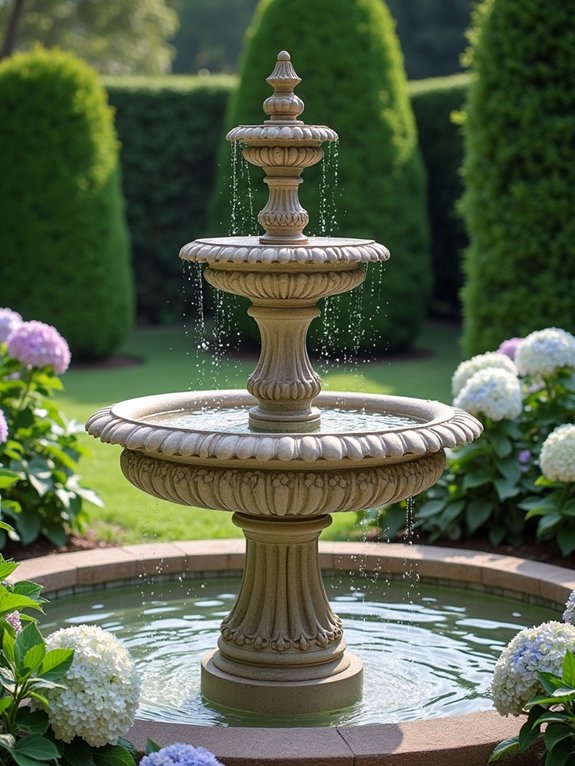 elegant tiered garden fountains