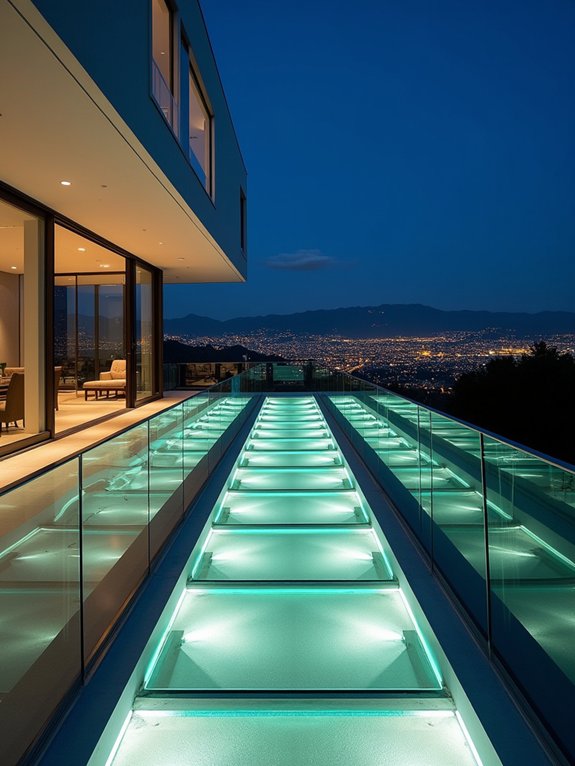elegant transparent glass walkways