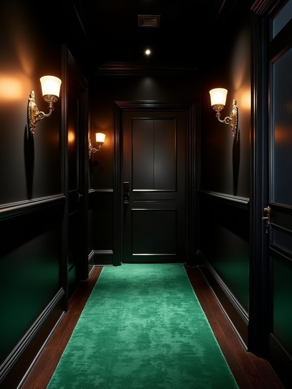 emerald green hallway accents