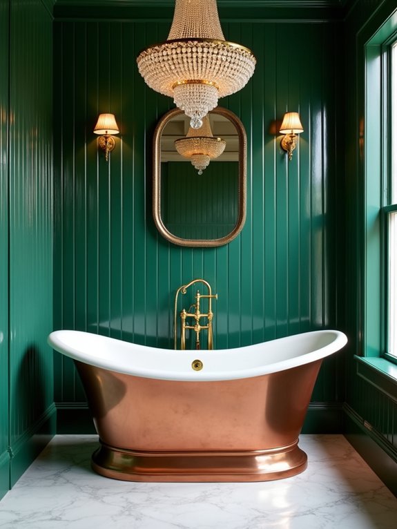 emerald green with brass
