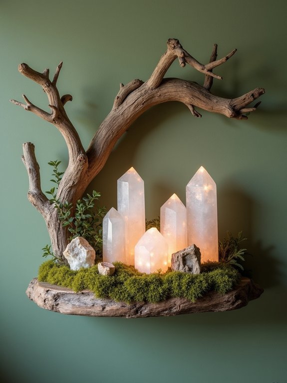 enchanting crystal driftwood displays