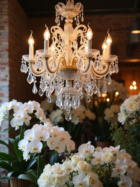 enchanting statement chandelier installation