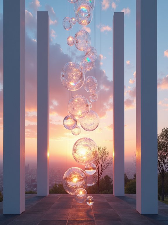 ethereal glass art installations